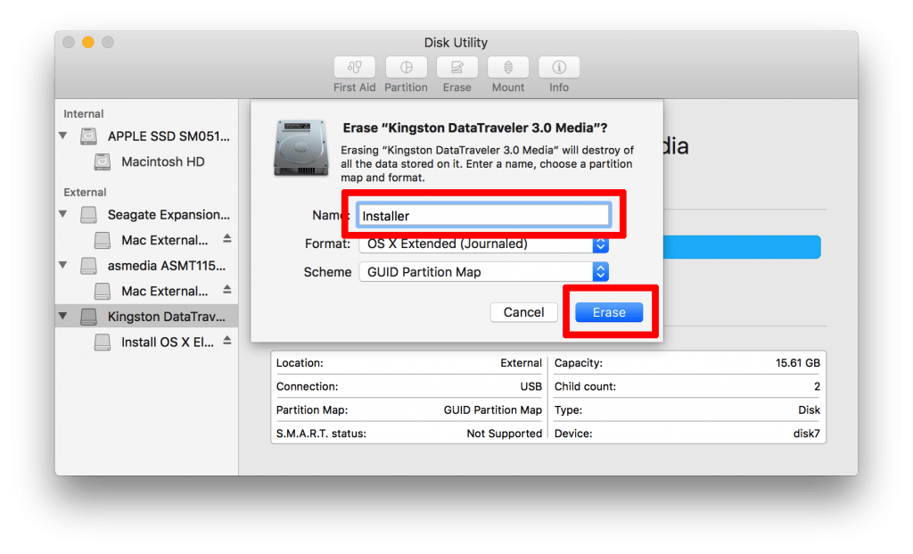 Disk Utility - Erase