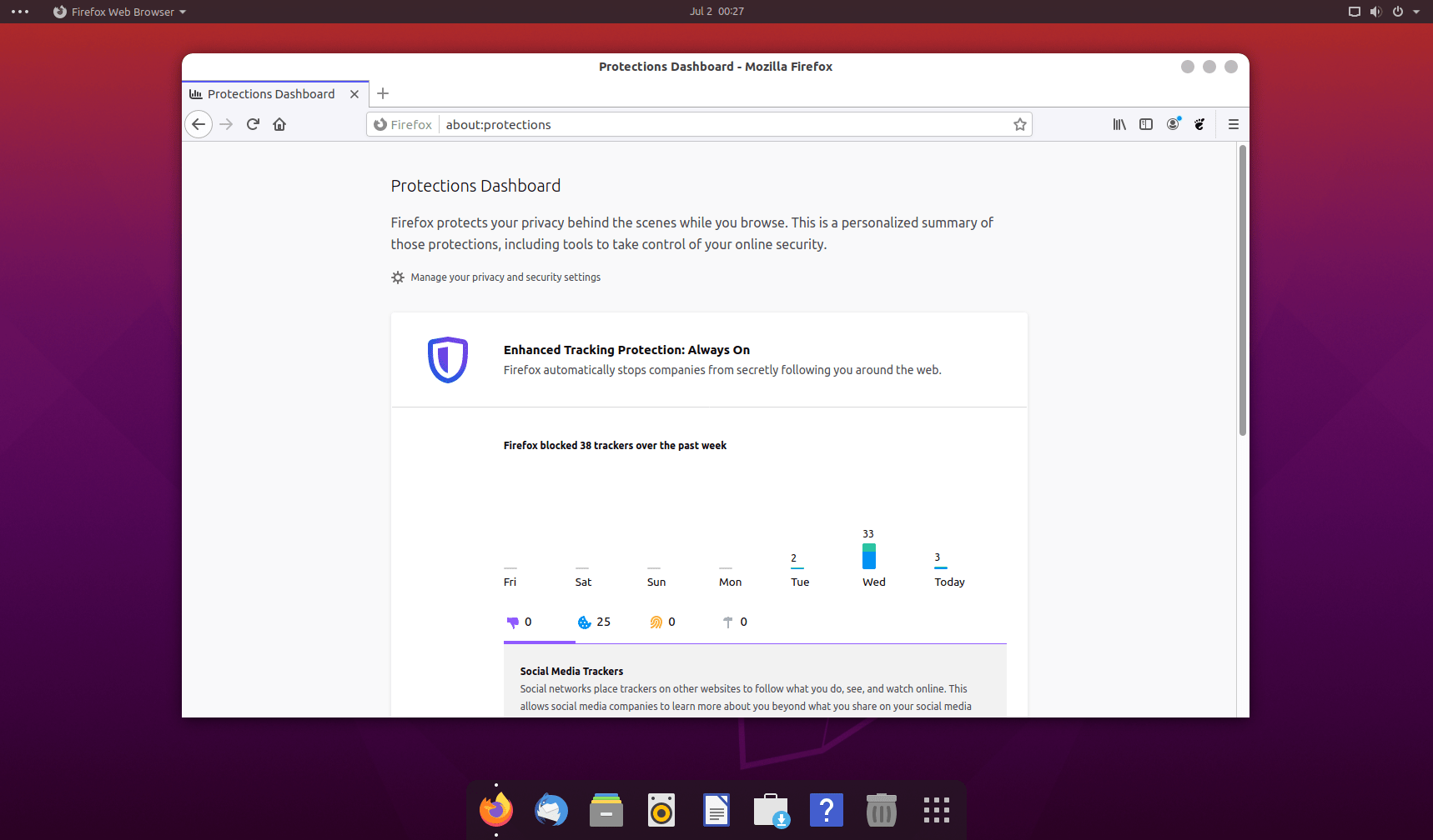 Firefox's New Protections Dashboard